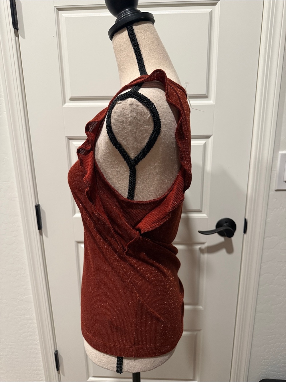 Madewell Rust Metallic Ruffle Tank Top - Picture 2 of 5
